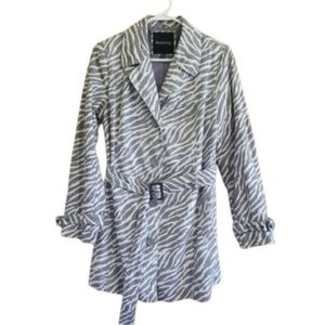 Relativity Animal Print Zebra Waterproof Rain Coat Women's Medium